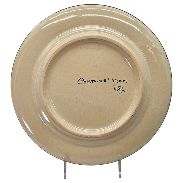 Ceramic Late 20th Century Corso Dei Fiori “Casolare” Italian Hand-Painted Maiolica Dinner Plates, Set of Four For Sale - Image 7 of 8