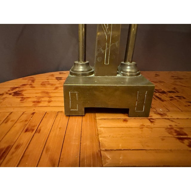 Dutch Amsterdam School Arts and Crafts 1910 Pair of Brass Candleholders For Sale - Image 15 of 15