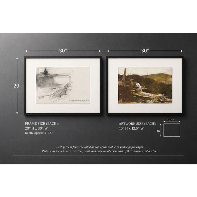 Mid 20th Century Mid 20th Century Wyeth Study Pair — Hillside Waterfall Study & Landscape Composition — Plates 41–42 For Sale - Image 5 of 12