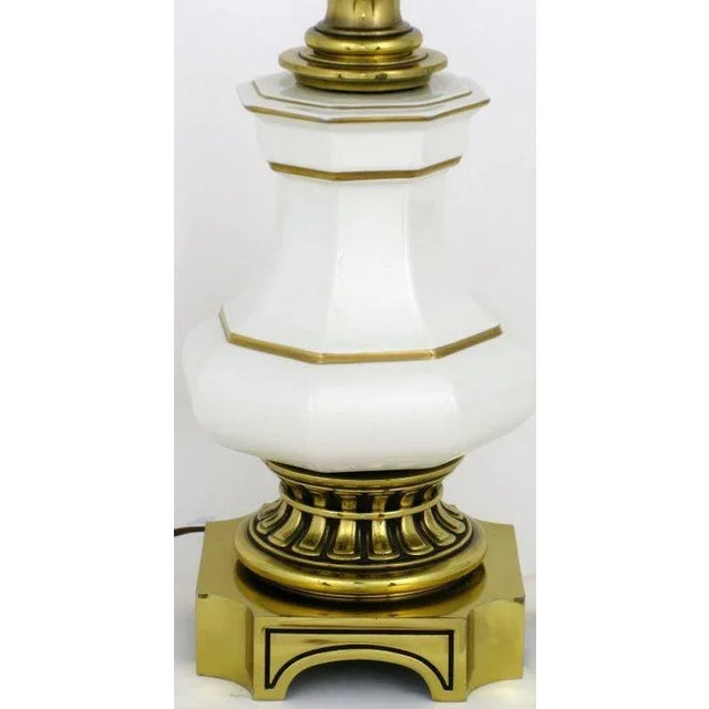 Tall Stiffel Brass & White Porcelain Lamps - a Pair For Sale - Image 4 of 7