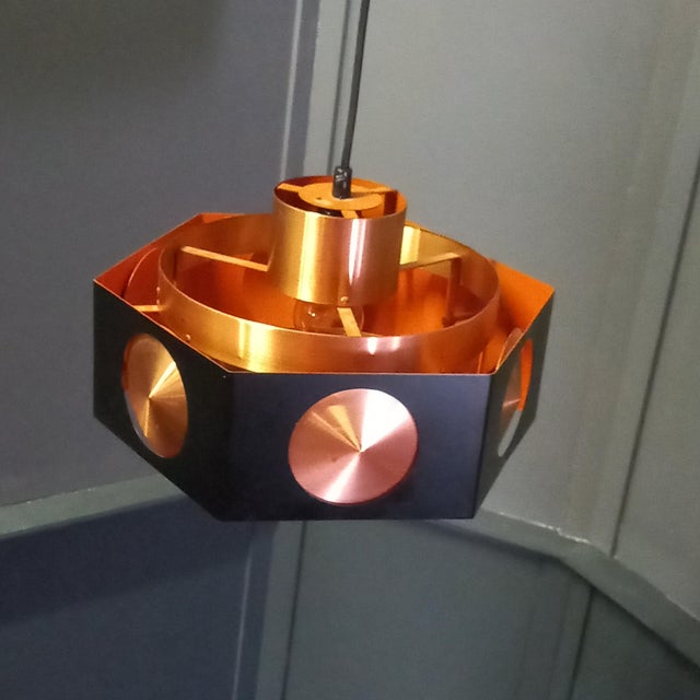 Vintage Space Age Copper Ceiling Lamp by Birger Hammerstad, 1960 For Sale - Image 4 of 14