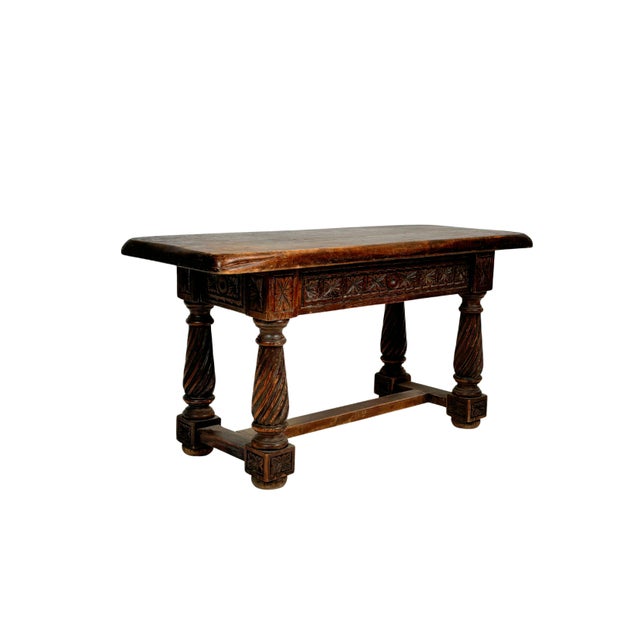 Wood Wabi-Sabi Table with Turned Legs, 1940s For Sale - Image 7 of 11