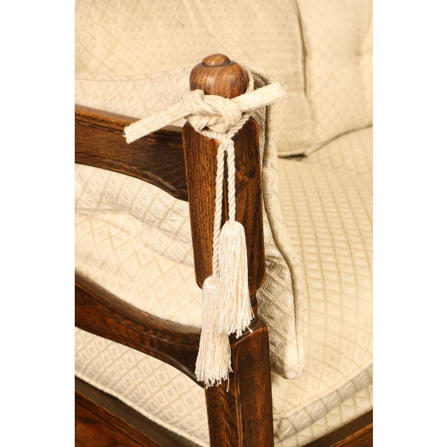 French Country Style Carved Oak Frame Three Seat Sofa For Sale - Image 11 of 18