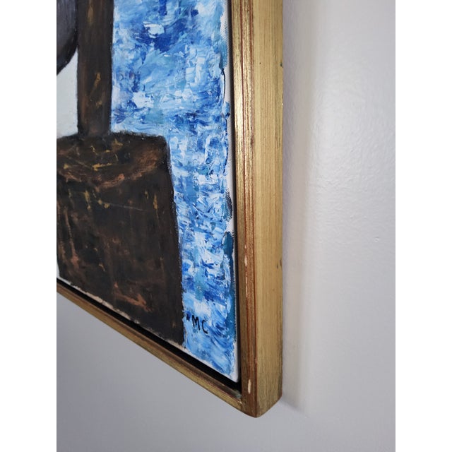 Mid Century Swedish Modernist Naivist Maritime Oil Painting of a Fisherman For Sale - Image 12 of 17