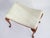 1920s Antique Queen Ann Ottoman with Rectangular Wooden Cabriole Legs and White Upholstery, 1920s For Sale - Image 5 of 12