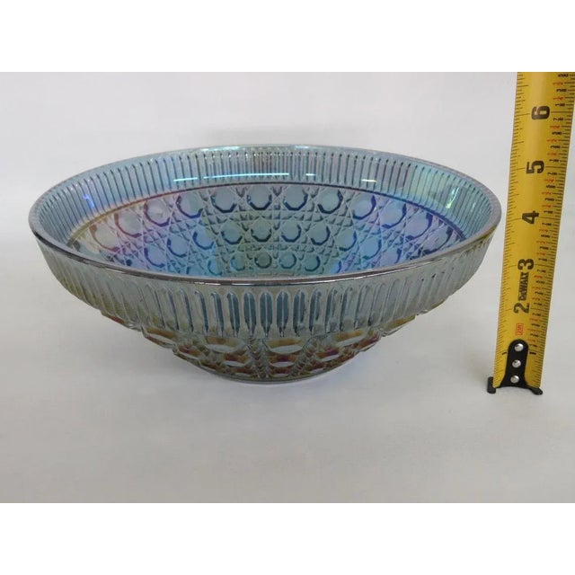 Mid 20th Century Indiana Carnival Glass Windsor Blue Large Salad Serving Decorative Bowl For Sale - Image 5 of 11