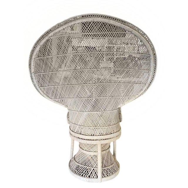 Restored 1970s Rattan Large Pale Woven Wicker "Cobra" Lounge Throne Chair For Sale - Image 4 of 9