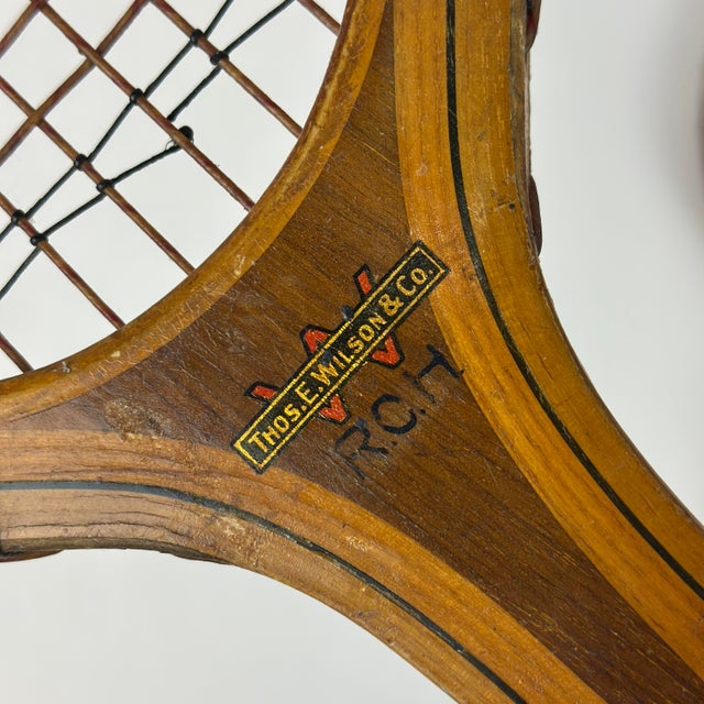 Mid 20th Century Vintage Wooden Tennis Racquets Tad Imperial & Wilding by Thos. E. Wilson & Co. - A Pair For Sale - Image 5 of 11