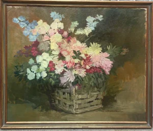 Flowers, Oil Painting on Canvas, 20th Century