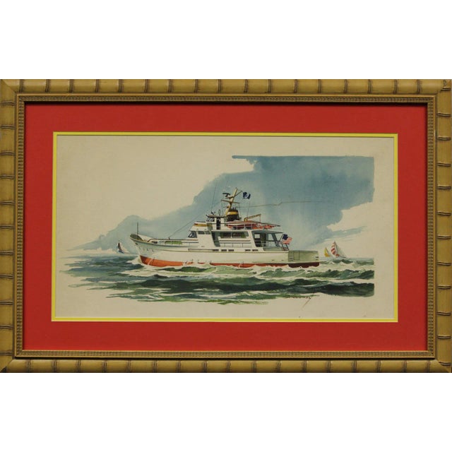"Private Yacht" Watercolor For Sale