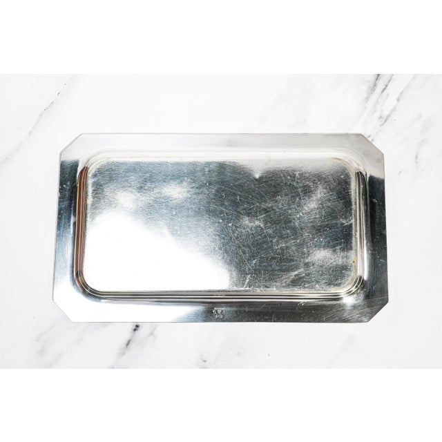 Lovely Art Deco Style Vintage Silverplate Decorative Tray Home Decor Accent For Sale - Image 9 of 10