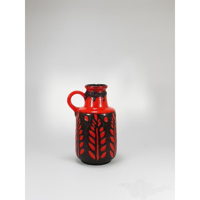 Tall Fat Lava Art Pottery Floor Vase attributed to Scheurich, Western Germany, 1970s For Sale - Image 11 of 17