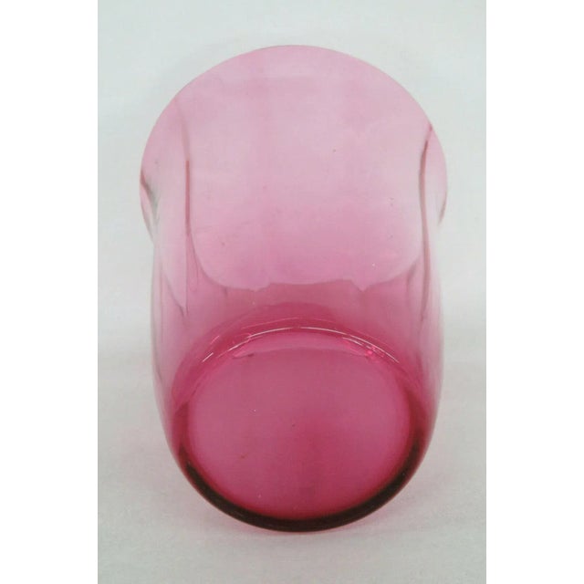 Mid 20th Century Pilgrim Optic Panel Style Cranberry Glass Vase For Sale - Image 5 of 9