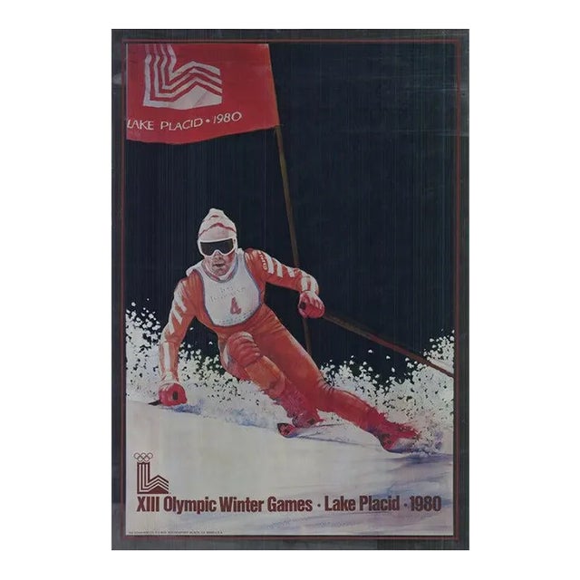 1980 Unknown 'XIII Olympic Winter Games' Photography White,Red,Black Foil Print For Sale