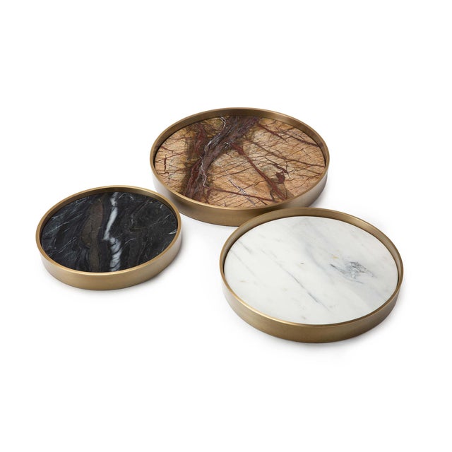 Regina Andrew Modern Brass and Marble Mixer Trays - Set of 3 For Sale In Detroit - Image 6 of 6