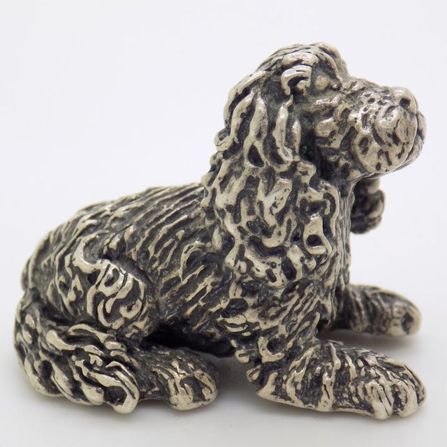 Vintage Italian Handmade Genuine Silver Sitting Dog Figurine, 1970s For Sale - Image 3 of 12