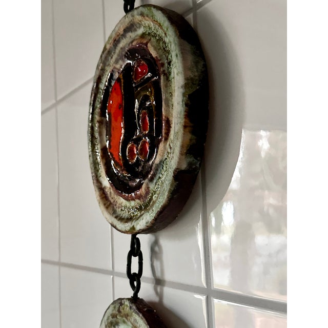 Brutalist Sculptural Glazed Ceramic Art Wall Relief from Ruscha, West Germany, 1960s For Sale - Image 6 of 18