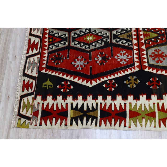 1980s 1980s Rustic Red Flamestich Large Kilim For Sale - Image 5 of 13