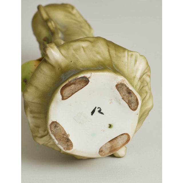 Ceramic Art Nouveau Julius Strnact Majolica Vase With Green Apples, Bohemia For Sale - Image 7 of 7