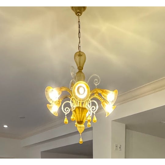 Murano Mid 20th Century Mid Century Modern Murano Glass Venetian Chandelier - 6 Light For Sale - Image 4 of 5