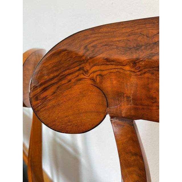 Biedermeier Shovel Chair in Walnut Veneer & Black Leather, Austria, 1820s For Sale - Image 4 of 18