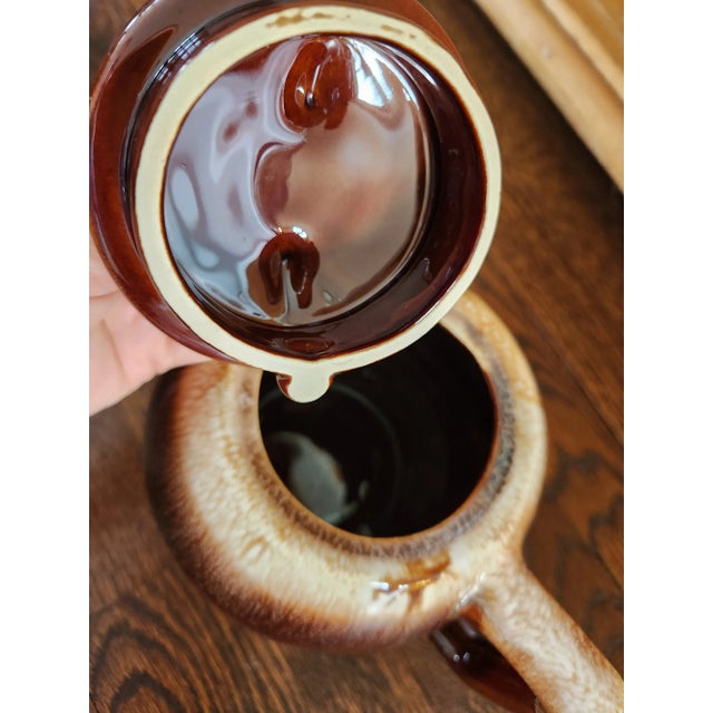 Brown Mid Century 1970s Vintage McCoy Pottery Brown Drip Tea Pot For Sale - Image 8 of 11