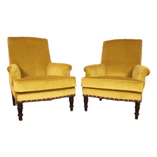Pair of Napoleon III Library Chairs C. 1860 For Sale