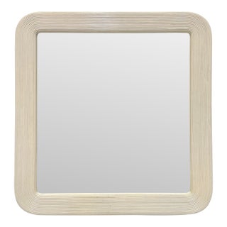 Large Vintage Coastal Painted Pencil Reed Wall Mirror For Sale