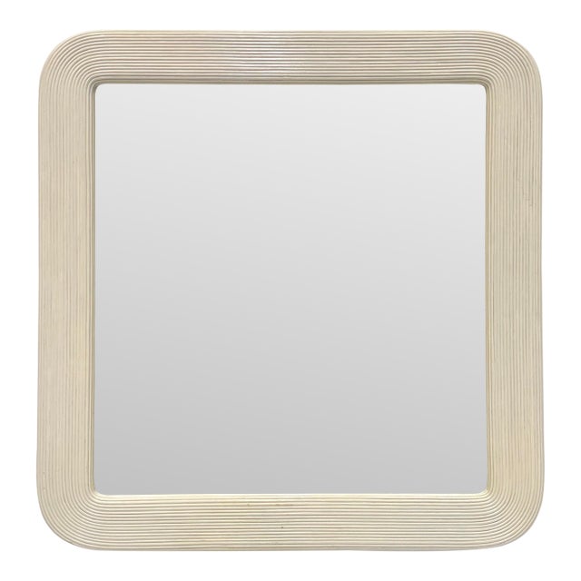 Large Vintage Coastal Painted Pencil Reed Wall Mirror For Sale