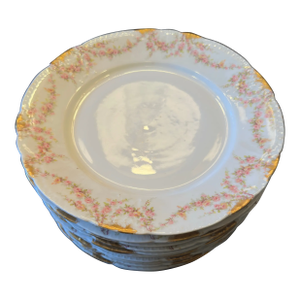 Antique Victorian Set of 12 Limoges Theodore Haviland Varenne Dinner Plates 9 3/4