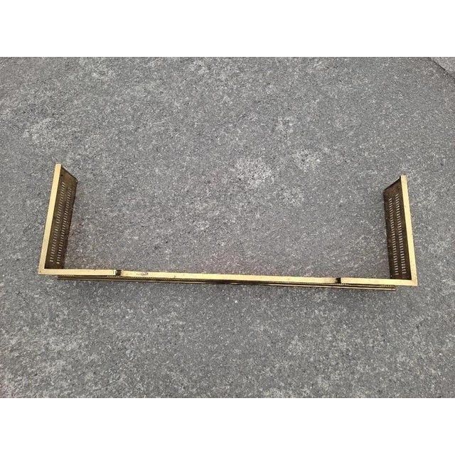 Antique Regency Pierced Brass Fireplace Fender with Floral Rosettes For Sale - Image 5 of 18