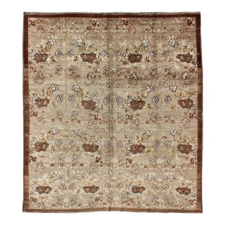 Antique Turkish Tulu Rug With Soft Beige, Warm Brown, and Cream Accents For Sale
