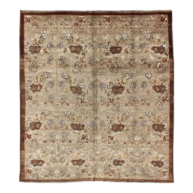 Antique Turkish Tulu Rug With Soft Beige, Warm Brown, and Cream Accents For Sale