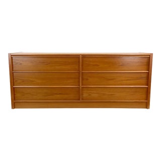 Scandinavian Modern Teak Double Dresser With Six Drawers For Sale