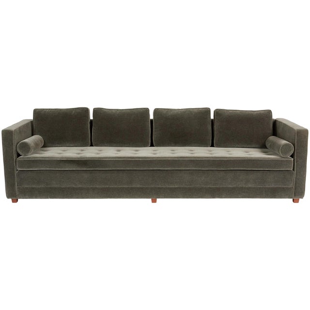 Wood Tuxedo Sofa in Mohair For Sale - Image 7 of 7