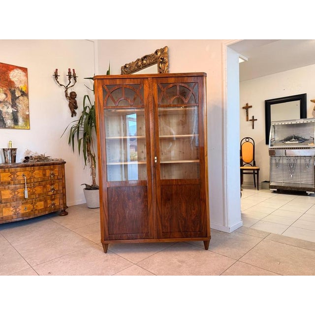 Biedermeier Display Cabinet in Walnut For Sale - Image 4 of 16