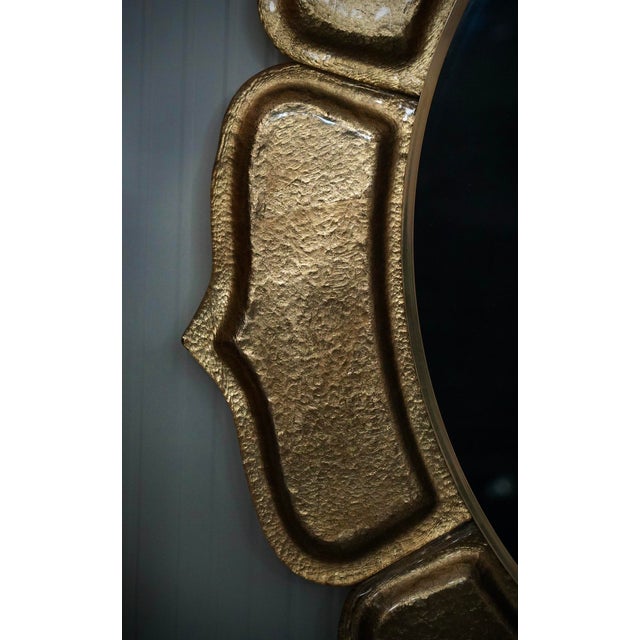 Italian Murano Gold Art Glass and Brass Wall Mirror, 2000 For Sale - Image 9 of 11