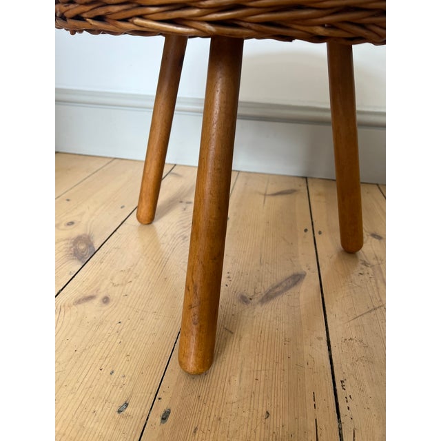 Vintage Wicker Tripod Stool in the style of Tony Paul, 1960s For Sale - Image 11 of 13