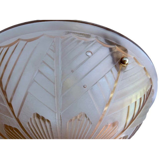 French Art Deco Pink Glass Pendant Light, 1930s For Sale - Image 15 of 18