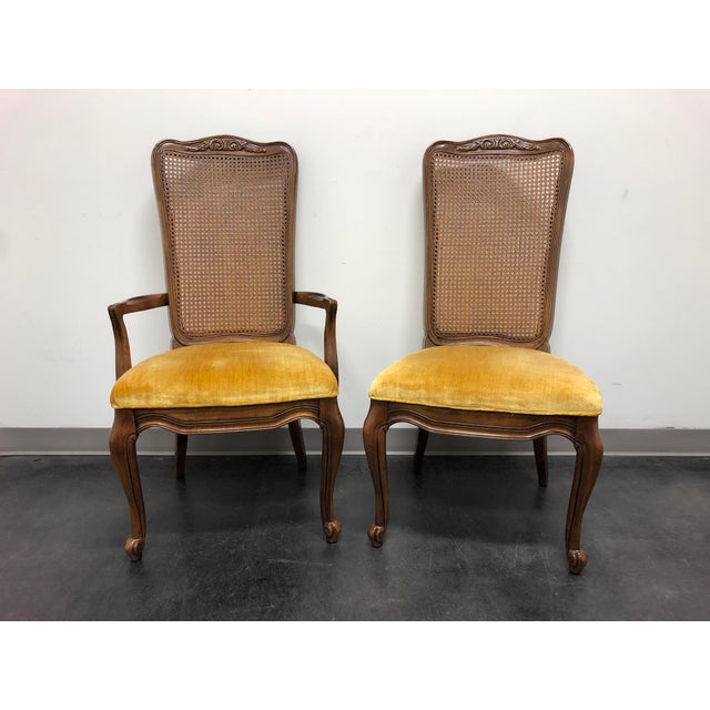 French Country Walnut Caned Dining Chairs by White of Mebane Set of 6