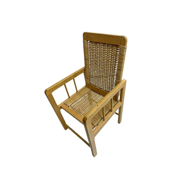 Scandinavian Style Wood and Wicker Children's Chair, 1970s For Sale - Image 4 of 9