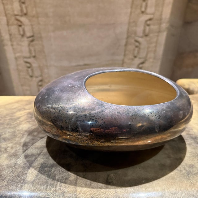 1980s Vittorio Mazzuconni Firenze Bowl Silver-Plated Vide Poche Vase Post-Modern For Sale - Image 5 of 11