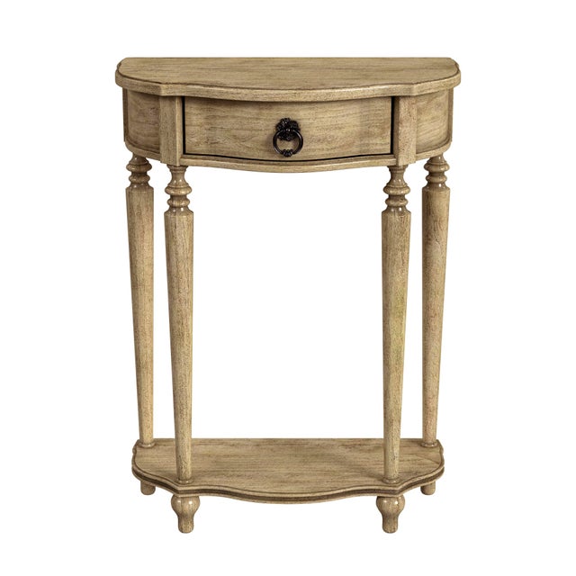Spritely Home Accent Furniture Ashby Demilune Console Table with Storage, Beige For Sale - Image 4 of 4