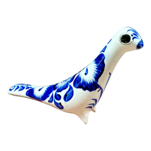 Mexican Folk Art Blue & White Pottery Bird