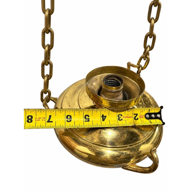 Early 20th Century Antique Victorian Hanging Brass & Clean Glass Oil Light Style For Sale - Image 5 of 7