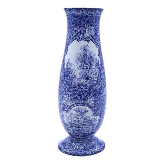 Blue Ceramic Vase by Franz Anton Mehlem, 1800s For Sale