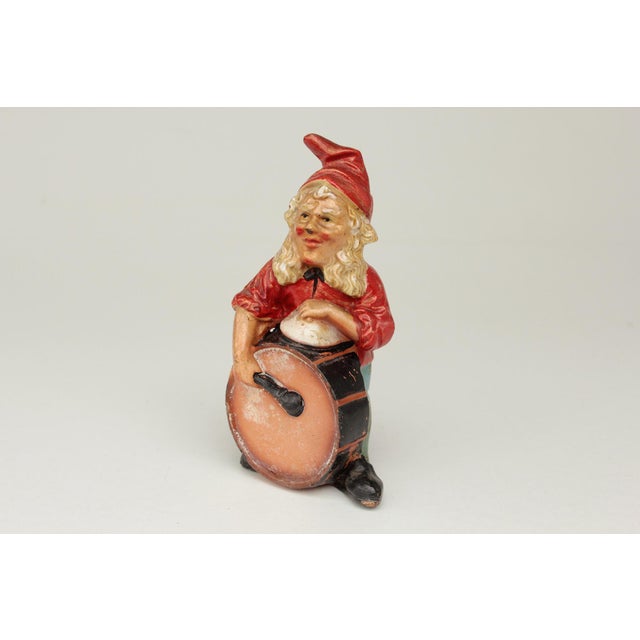 Ceramic Figure of Dwarf with a Large Drum from Hertwig & Endert, Thuringia, 1920s For Sale - Image 6 of 14