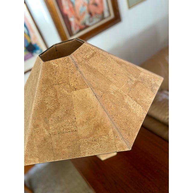 1970s Mid Century Modern Hexagonal “Zatonl” Cork Table Lamp by Ingo Maurer for M Design For Sale - Image 11 of 12