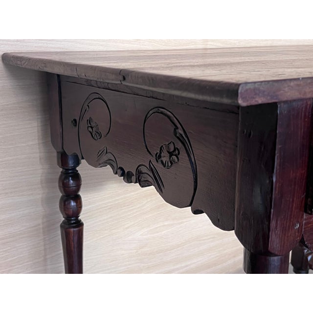 Early 20th Century Spanish Country Pine "Mobila " Sofa Table or Console table with Drawer For Sale - Image 6 of 18