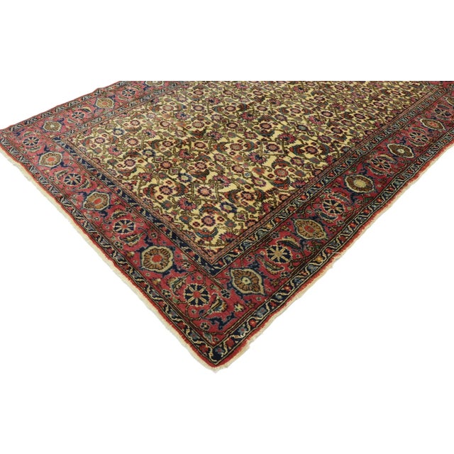 Distressed Vintage Turkish Sivas Rug with Rustic Victorian Style 04'01 x 05'07. Rich in color with beguiling beauty, this...